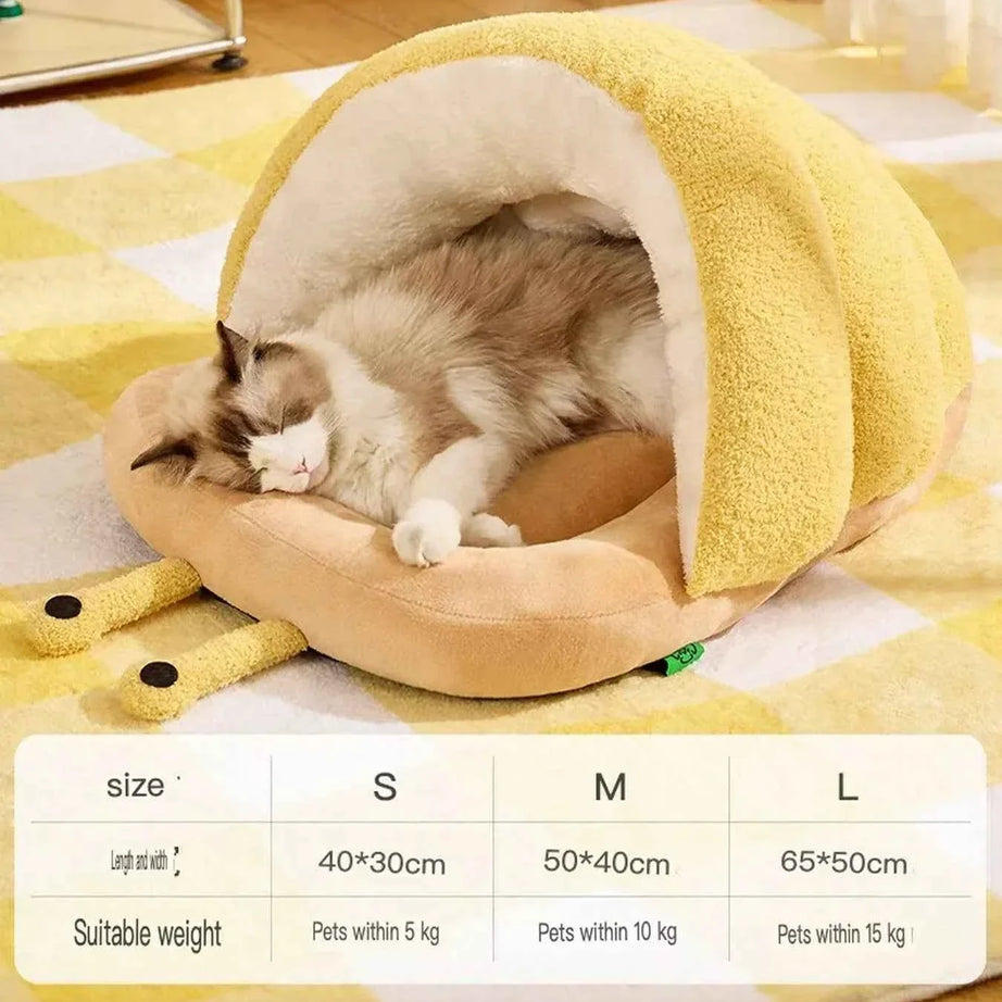 Cozy Pet Nest - Caterpillar Shape Plush Interior