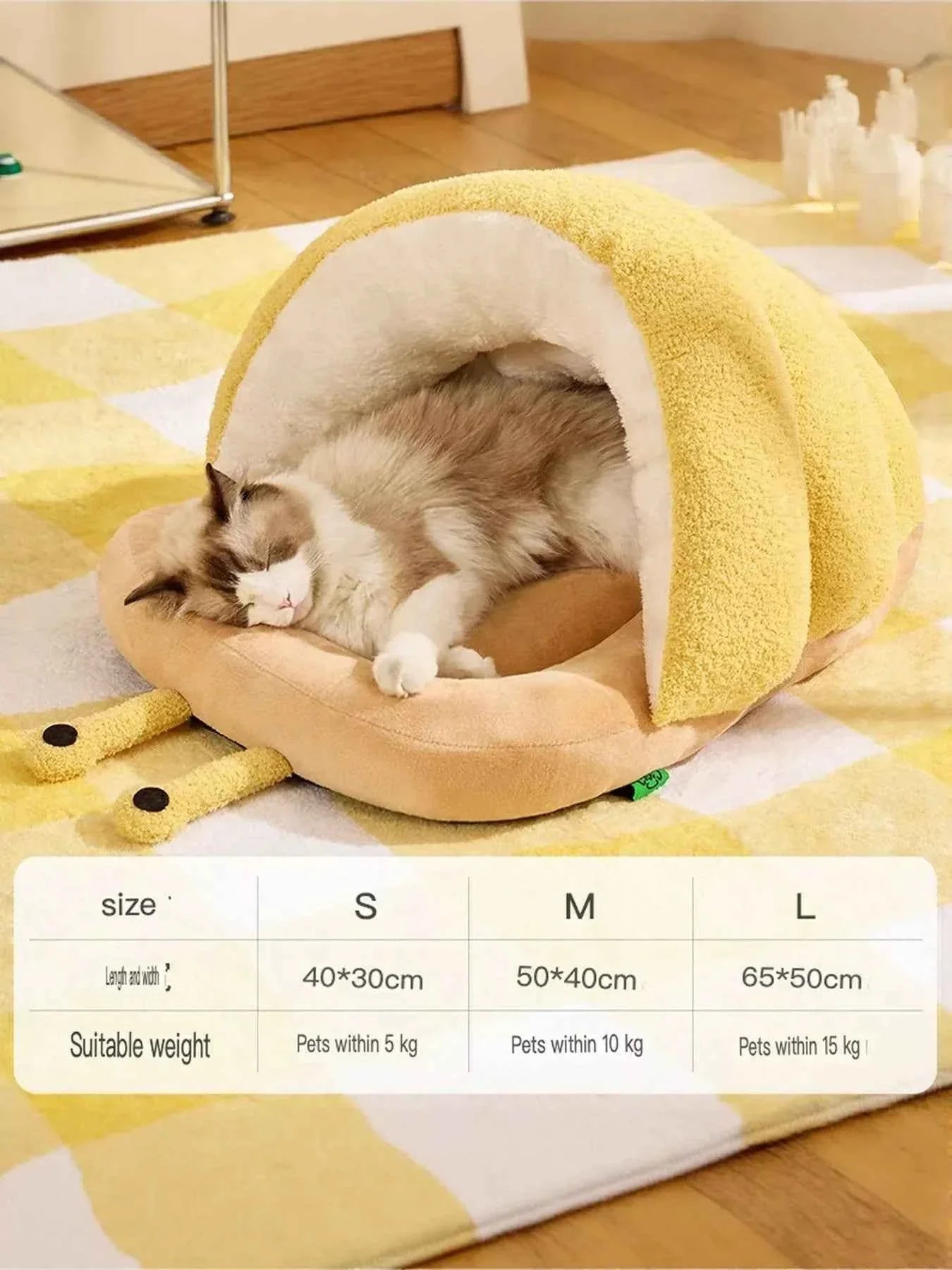 Cozy Pet Nest - Caterpillar Shape Plush Interior