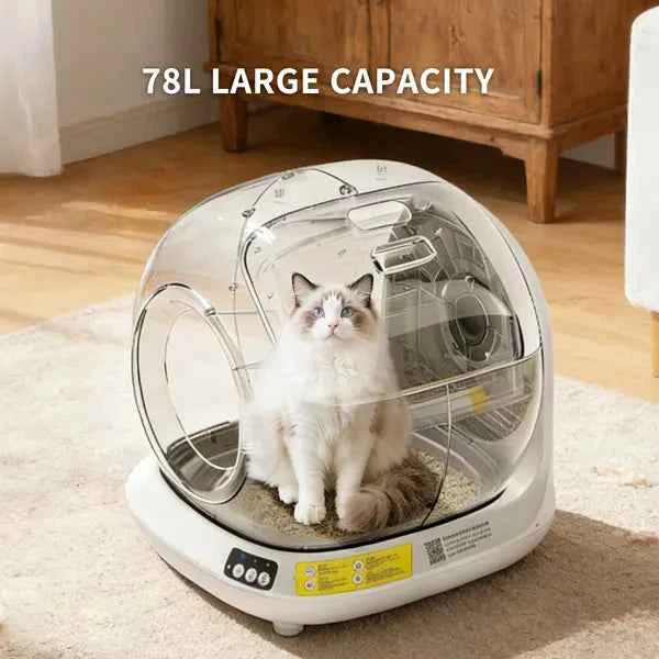 Cat Self-Cleaning Litter Box 78L - Smart App-Controlled Enclosed