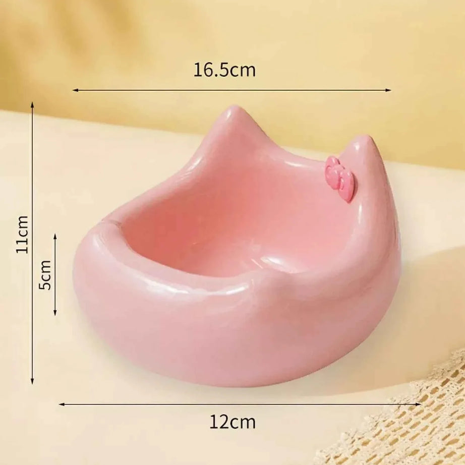Ceramic Pet Bowl - Elevated with Bowknot