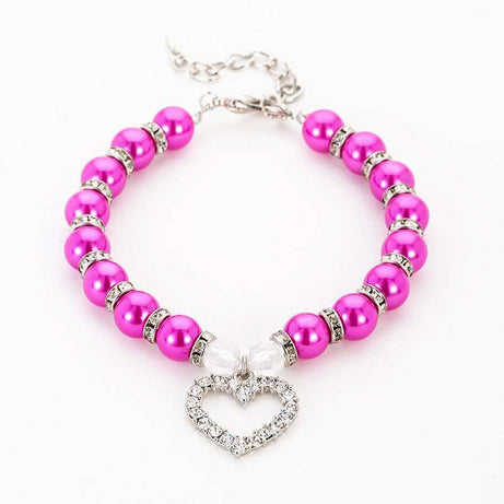 Pearl Necklace Pet Collar with Heart Decoration