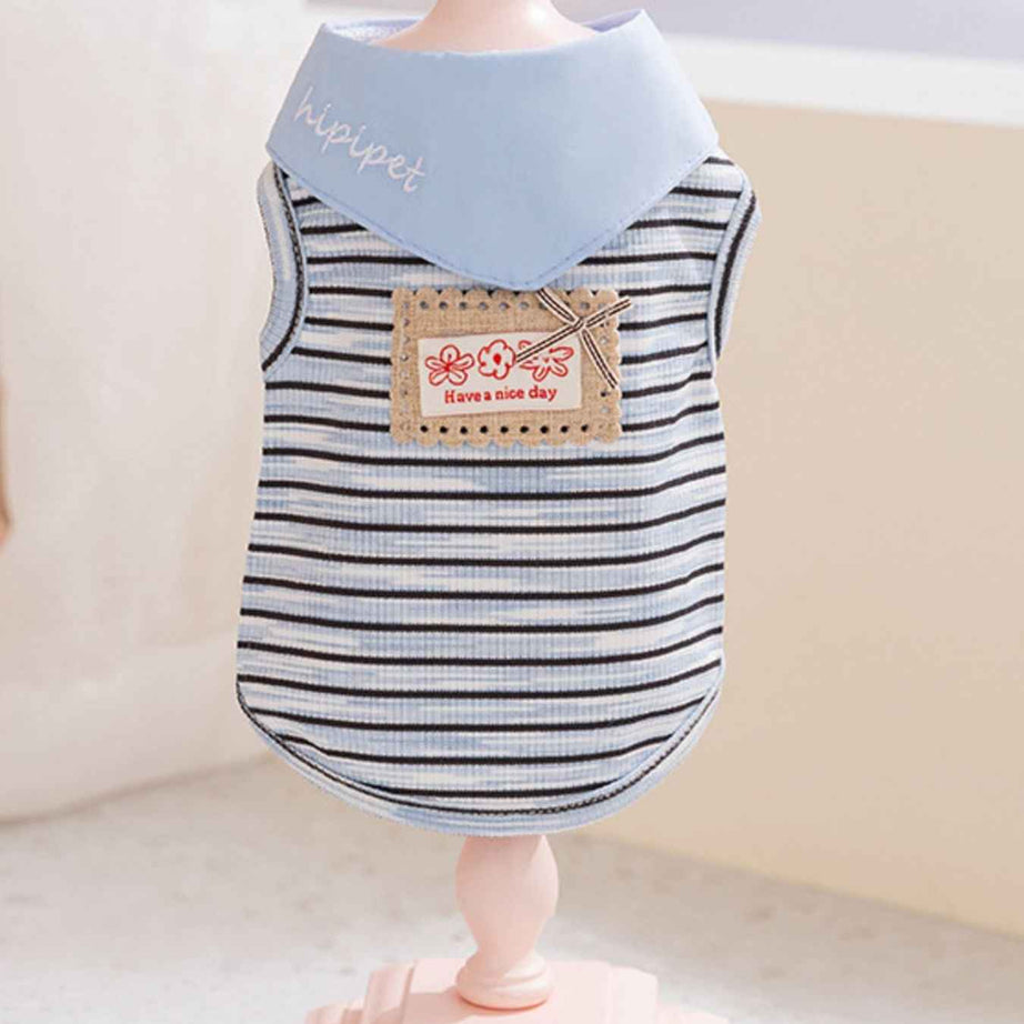Pet Striped Tie-Front Top - Cute Small Pet Summer Shirt
