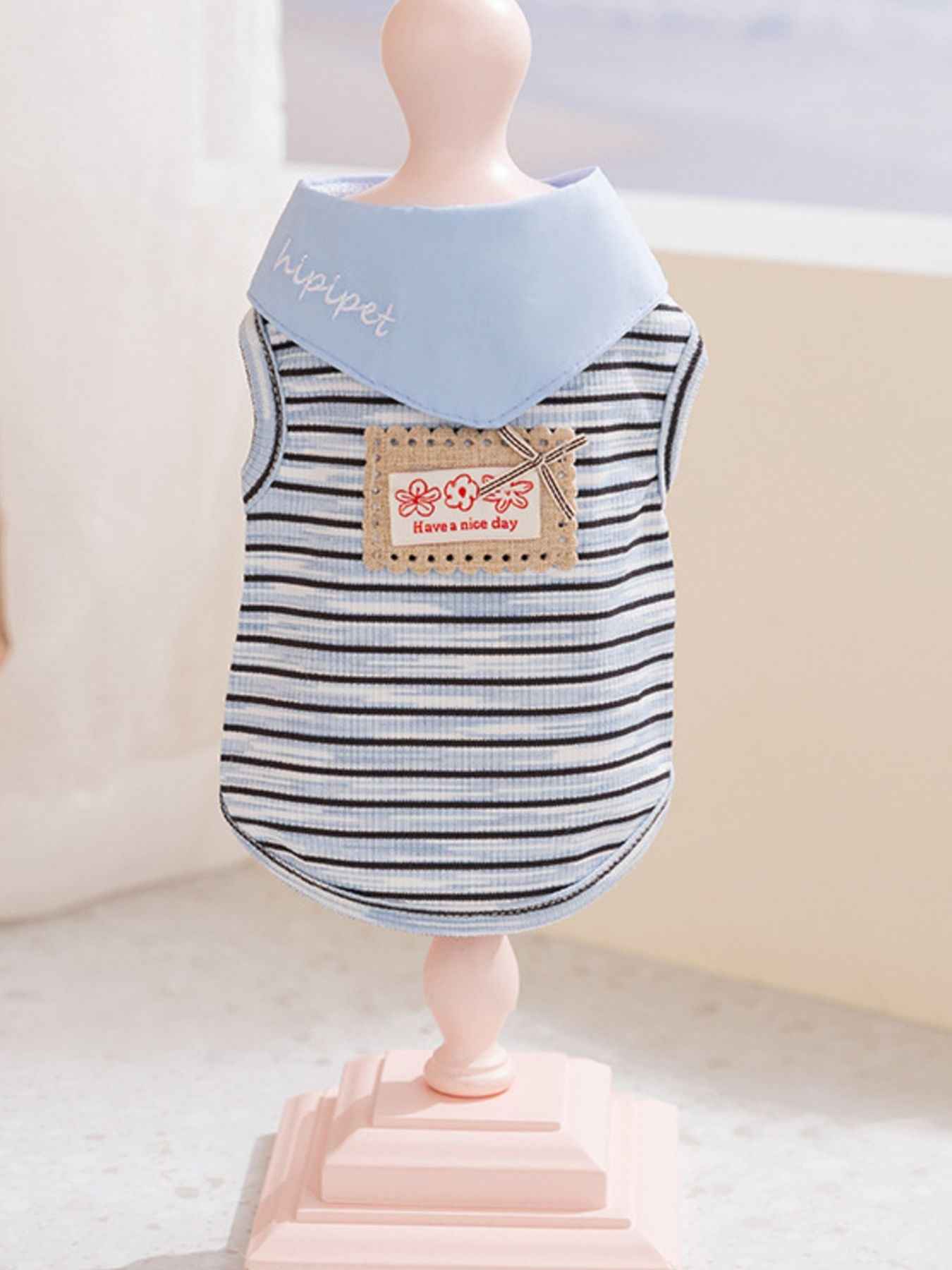Pet Striped Tie-Front Top - Cute Small Pet Summer Shirt