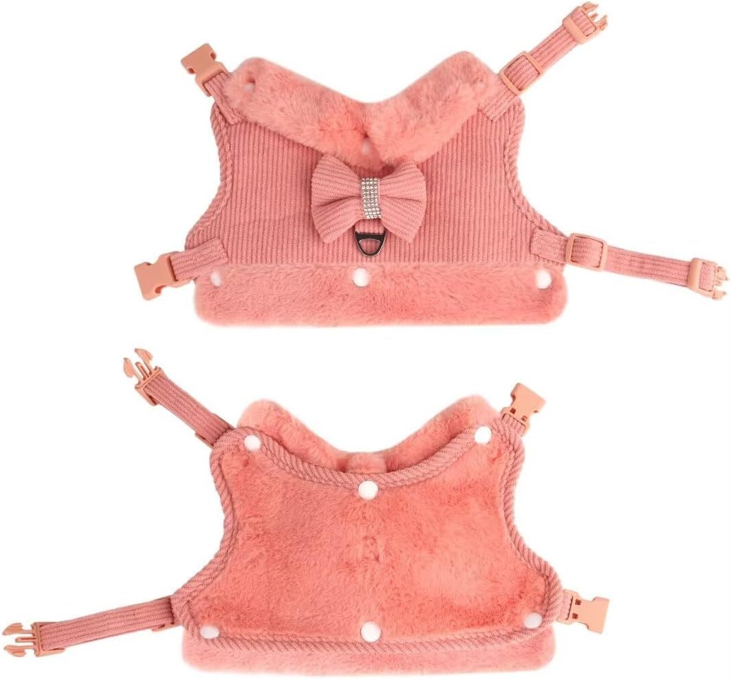 Bow Tie Puppy Harness - Warm Padded Dog Leash Set