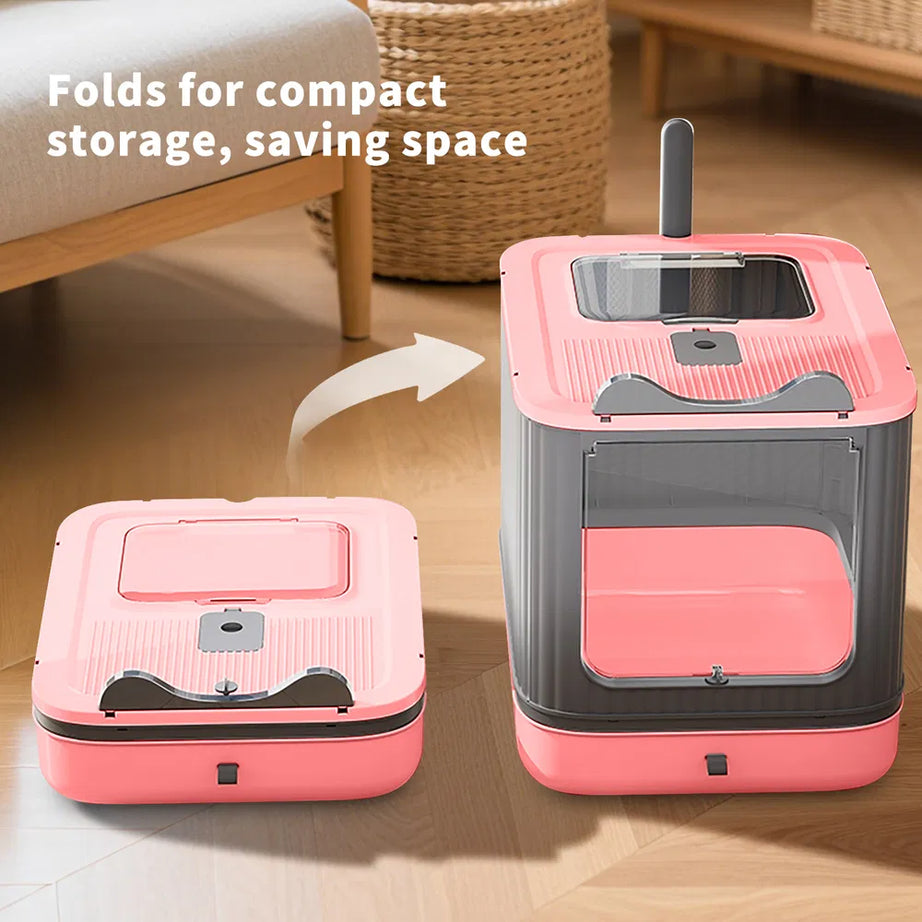 Cat Litter Box Enclosed Dual Entry - Drawer Tray Odor Free