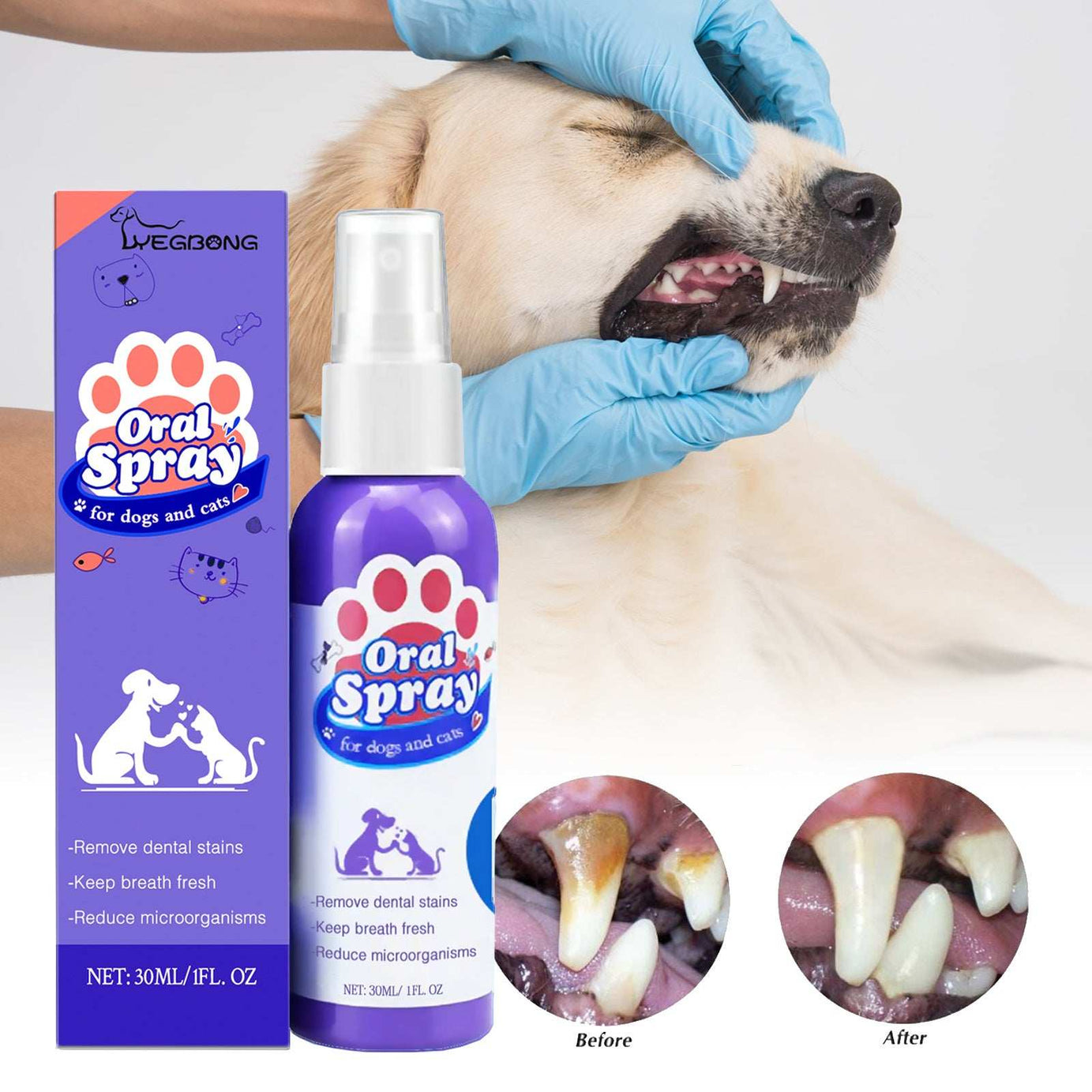 Teeth Cleaning Stain Removal Spray - Fresh Breath Pet Oral Care Spray