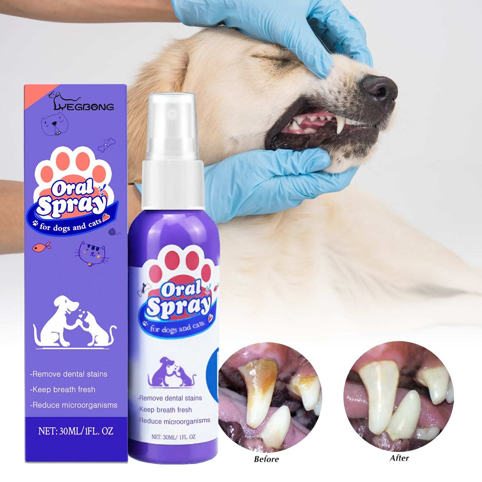 Teeth Cleaning Stain Removal Spray - Fresh Breath Pet Oral Care Spray