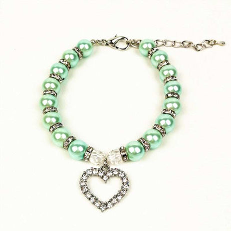 Pearl Necklace Pet Collar with Heart Decoration