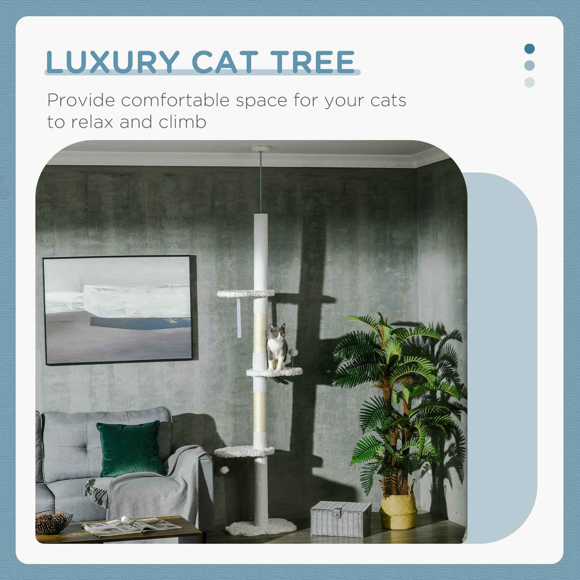 Cat Tree Floor to Ceiling - Adjustable Cloud Perches Sisal
