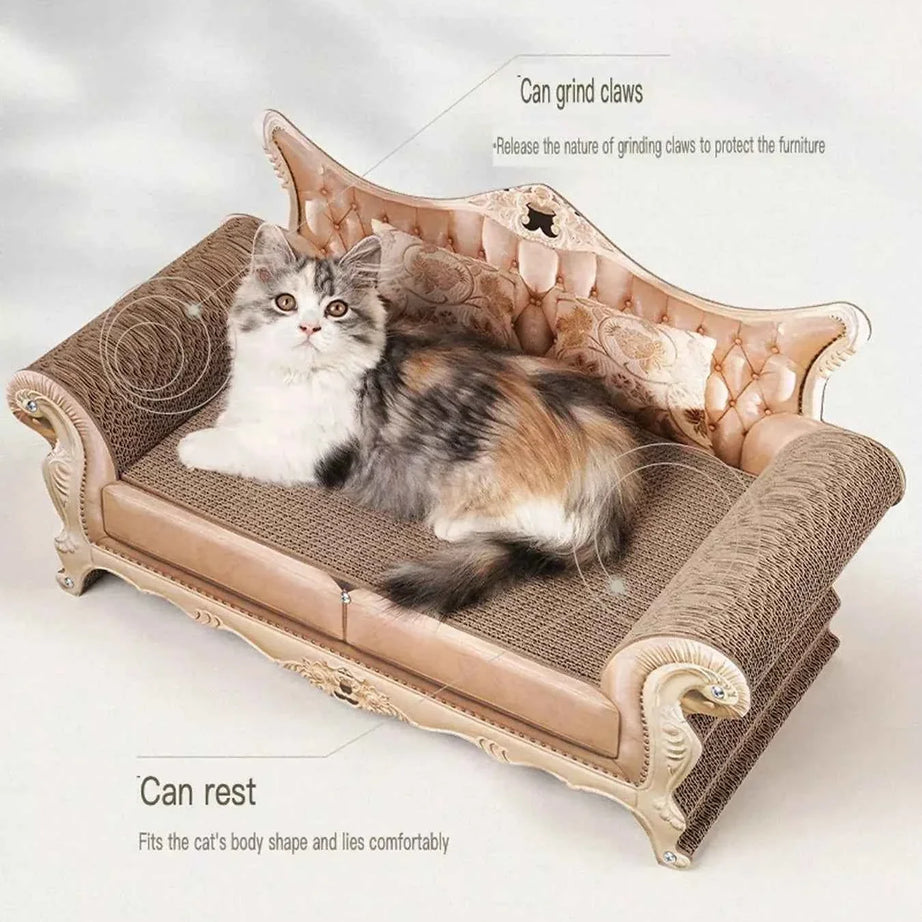 Retro Cat Scratcher Lounger - Wear-Resistant Couch