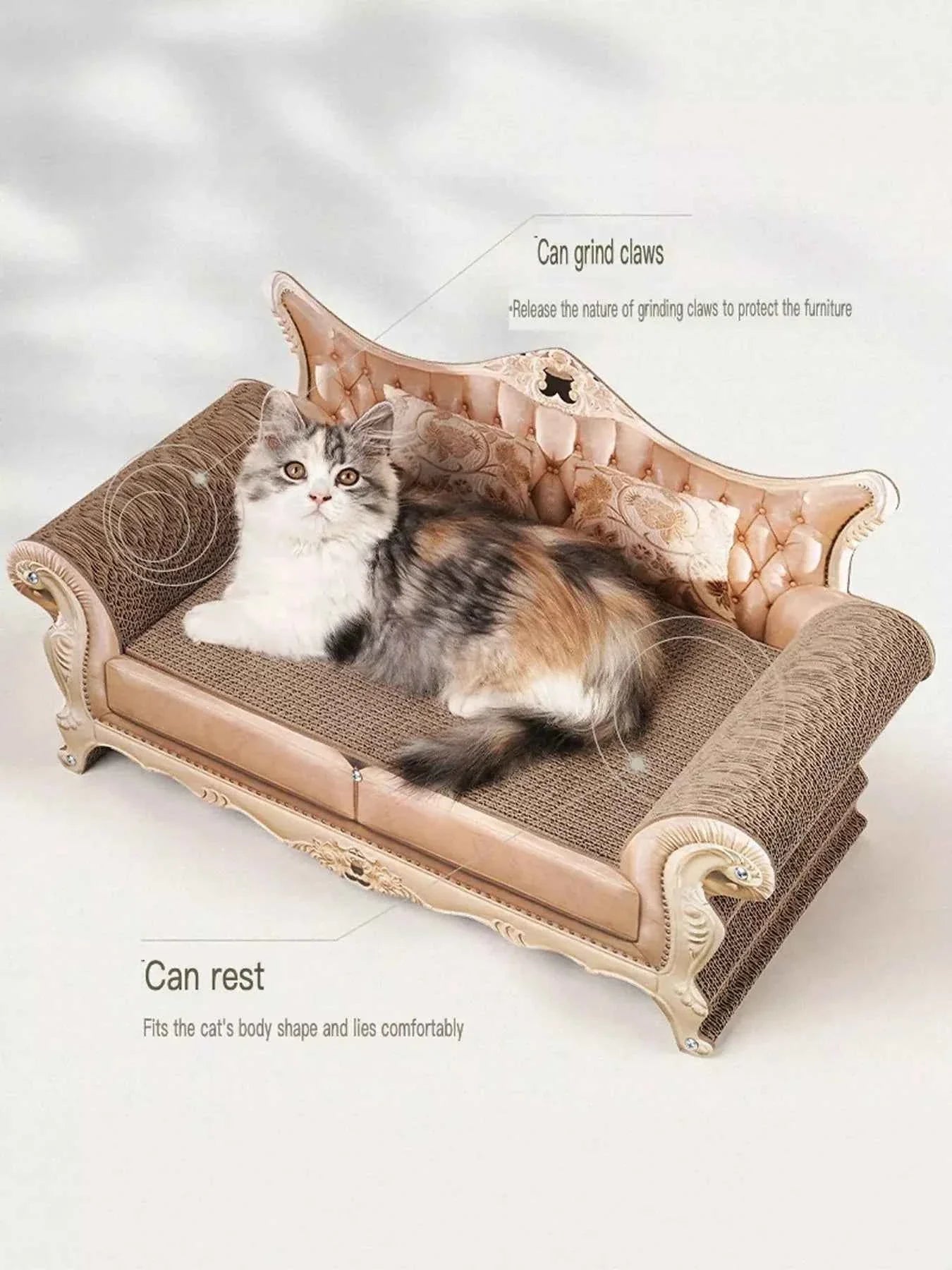 Retro Cat Scratcher Lounger - Wear-Resistant Couch