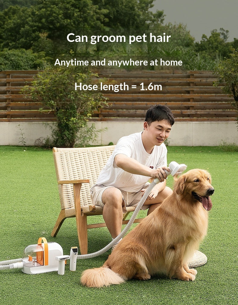 Pet Electric Hair Clipper with Suction - Built-in Vacuum Grooming Tool