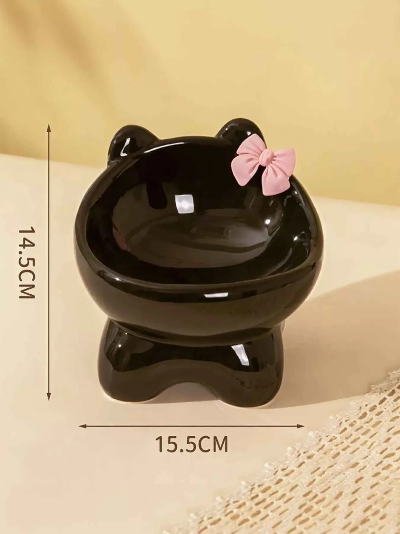 Ceramic Pet Bowl - Elevated with Bowknot