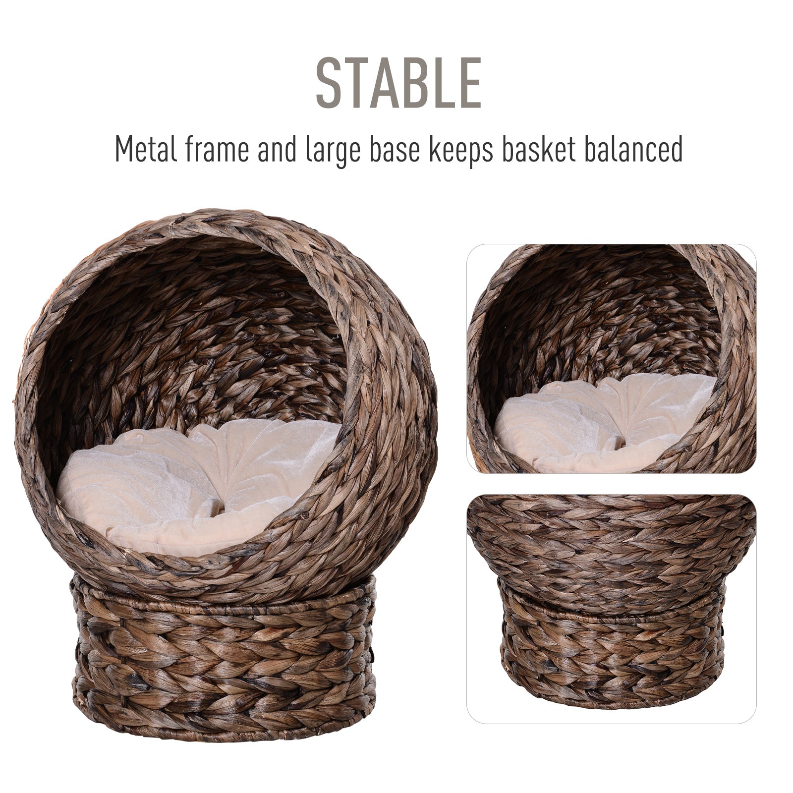 Cat Egg Chair Bed - Wicker Rotating Basket Elevated Stand