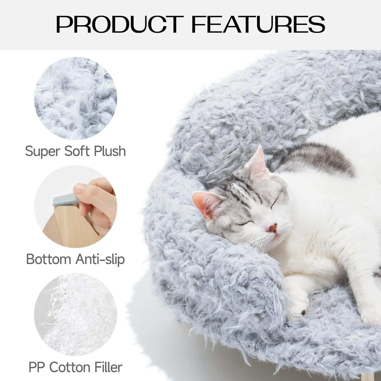 Grey Modern Elevated Pet Bed - Wooden