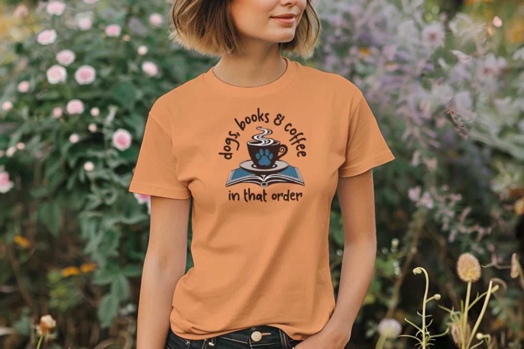 Dogs Books Coffee T-Shirt - Literary Pet Parent Lifestyle