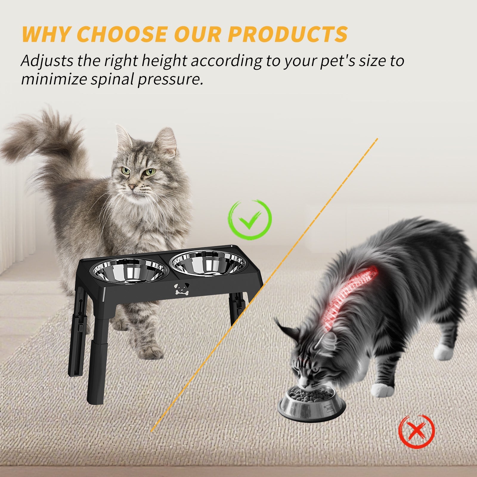 Elevated Dog Bowls - Height Adjustable Feeding Station