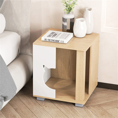 Multipurpose Wooden Cat House Nightstand, Sturdy Metal Base Anti-Slip Pet Furniture