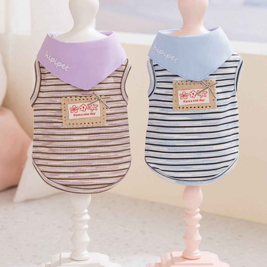Pet Striped Tie-Front Top - Cute Small Pet Summer Shirt