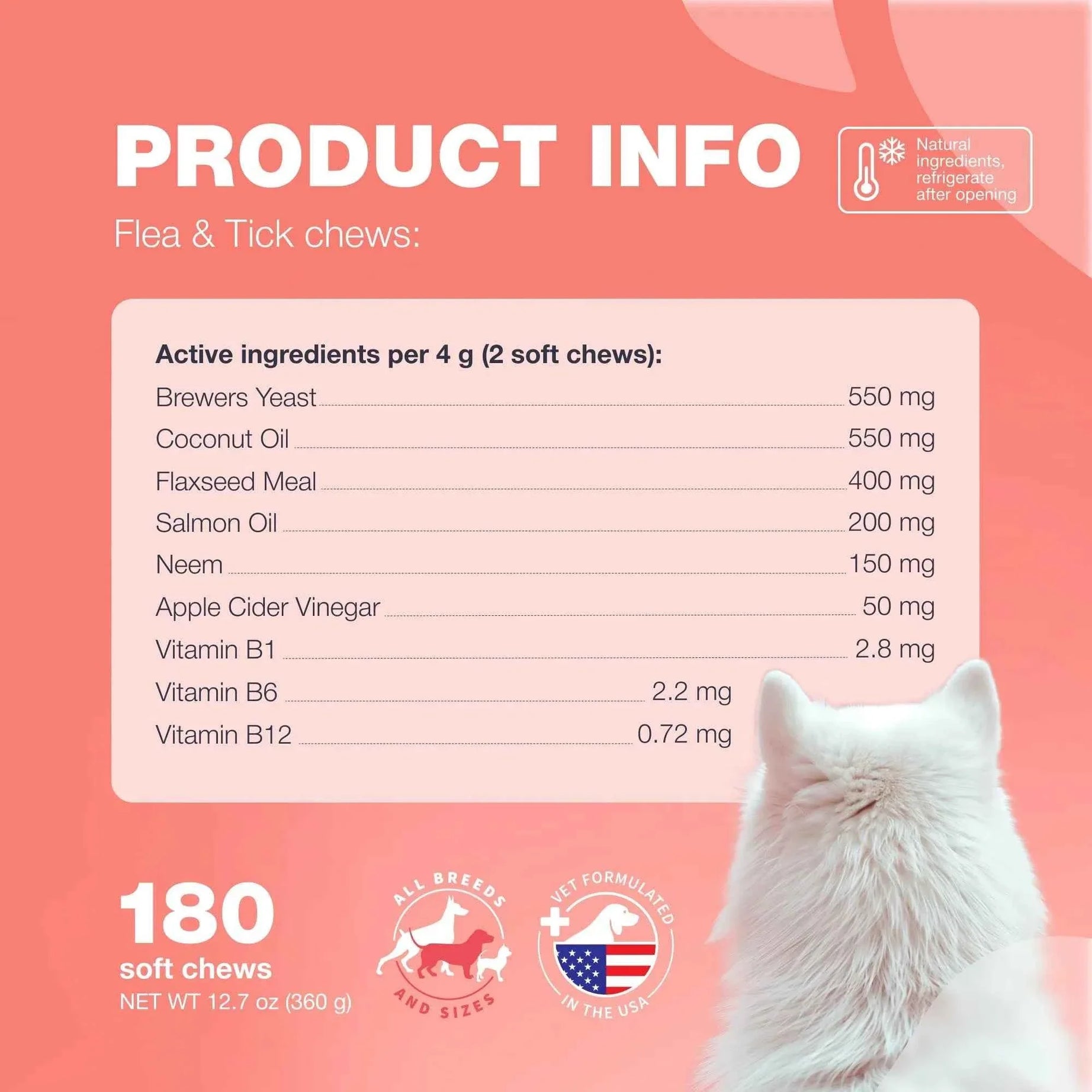 Dog Flea and Tick Chews - Chewia Vet Formulated Soft Chews 180 Count