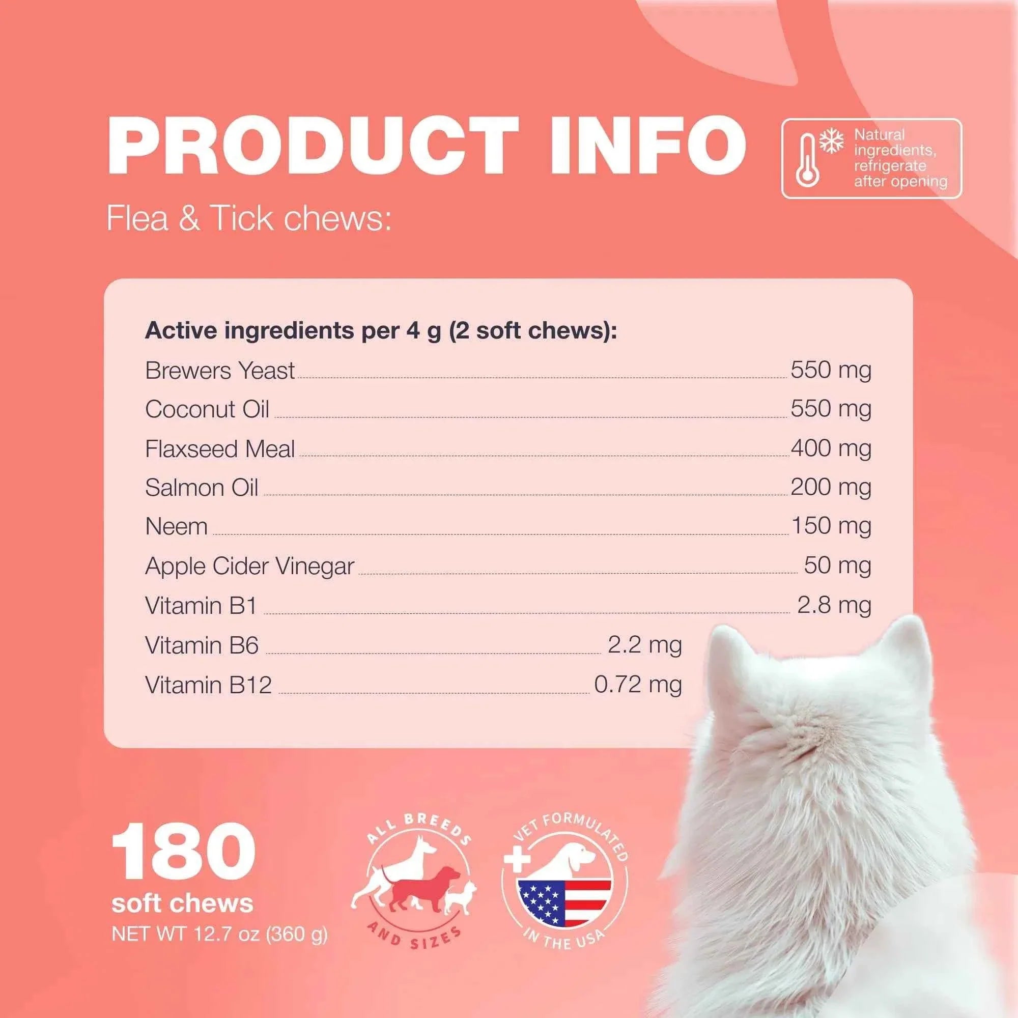 Dog Flea and Tick Chews - Chewia Vet Formulated Soft Chews 180 Count