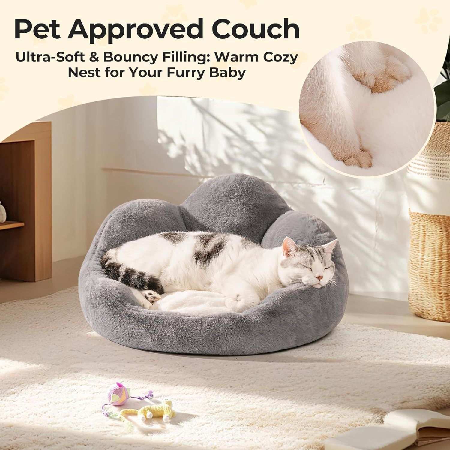 Flower-Shaped Pet Bed - Fluffy Washable Couch for Cats & Small Dogs