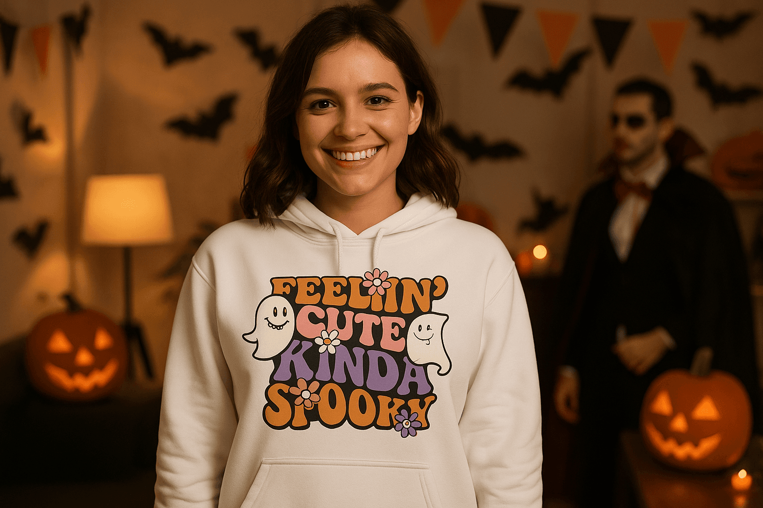 Feel Cute Kinda Spooky Hoodie Sweatshirt - Adorable Halloween