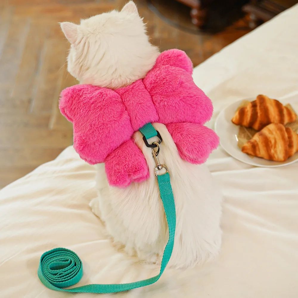 Bow Backpack Harness - Cute Pet Chest Strap Leash Set