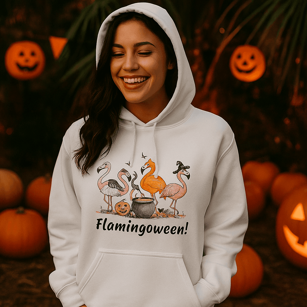 Flamingoween Hoodie Sweatshirt - Flamingo Halloween Style