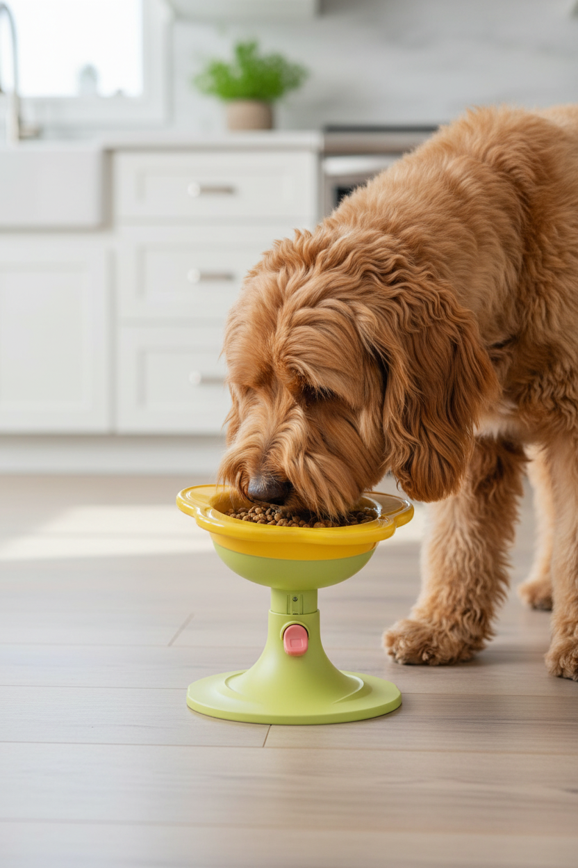 Pet Flower Bowl Ceramic - Elevated Pedestal Feeding Dish