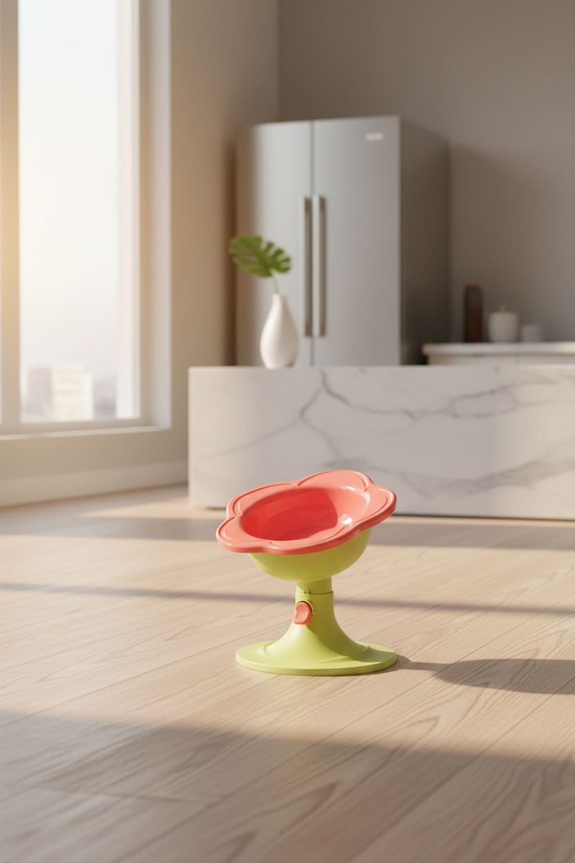 Pet Flower Bowl Ceramic - Elevated Pedestal Feeding Dish