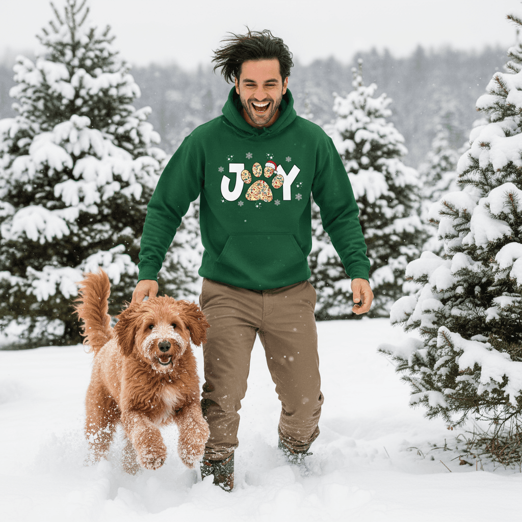 Joy Paw Hoodie - Festive Christmas Pet Lover Sweatshirt