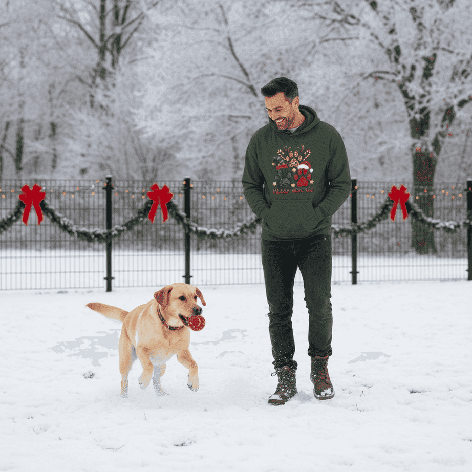 Merry Woofmas Holiday Hoodie with Reindeer Antlers for Dogs