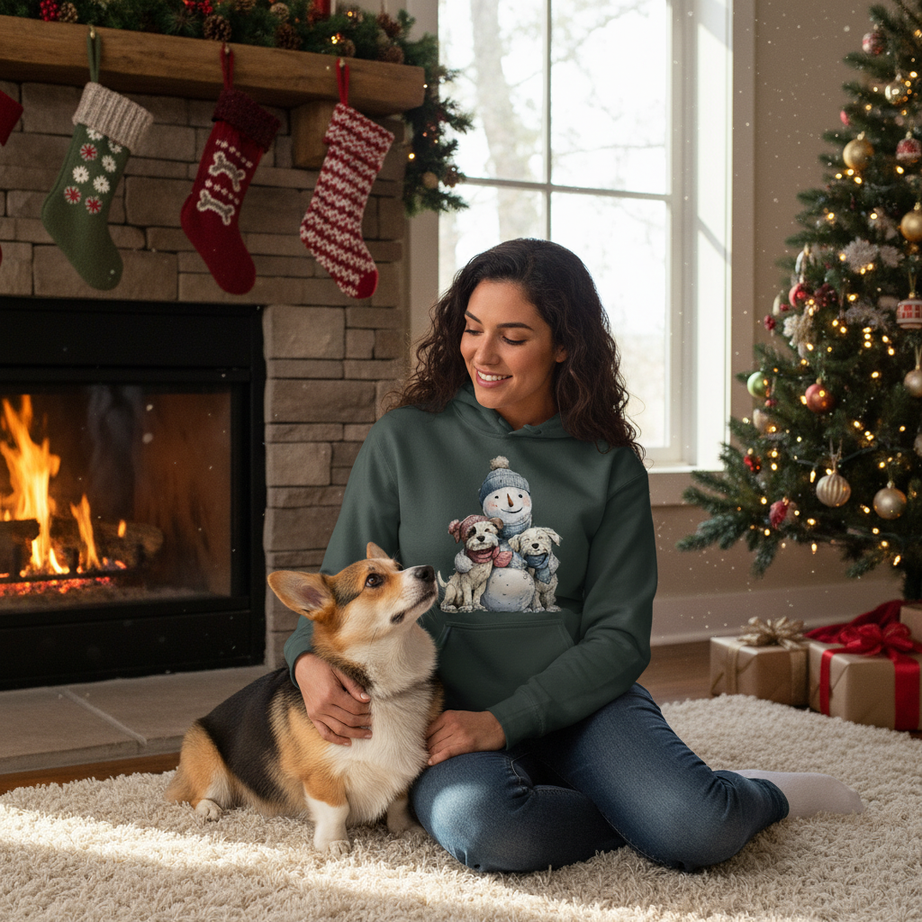 Snowman Hugs Hoodie - Cozy Winter Pet Lover Sweatshirt