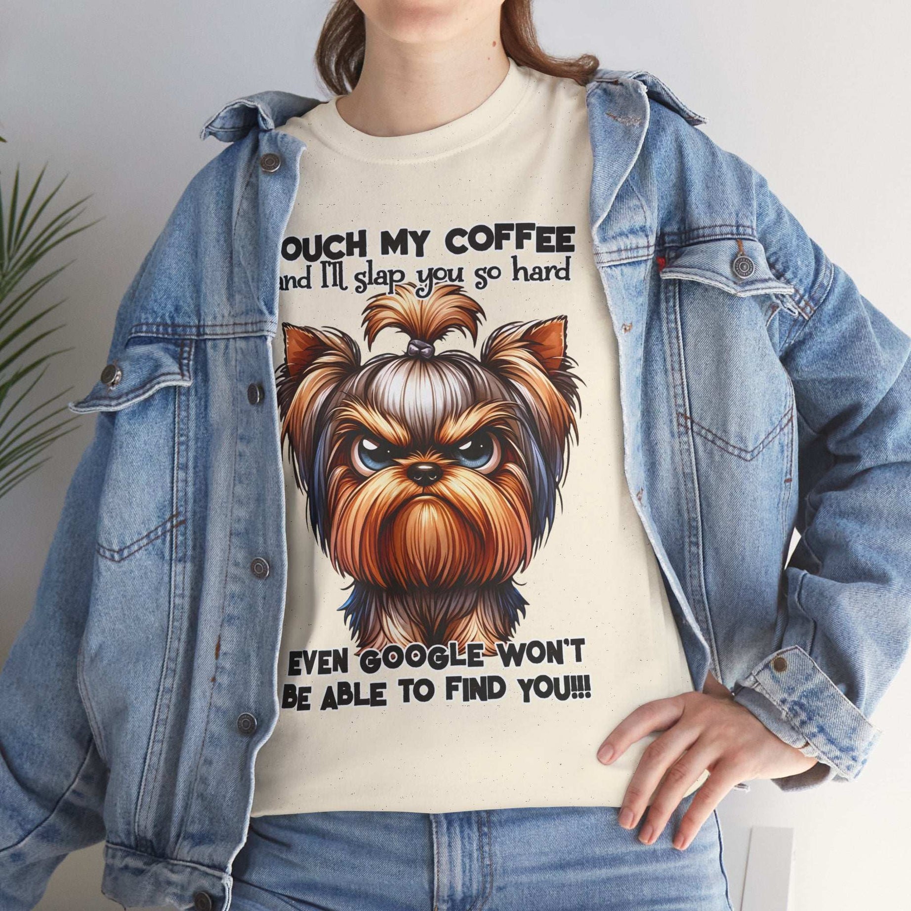 Funny Dog Graphic T-Shirt with Coffee Humor