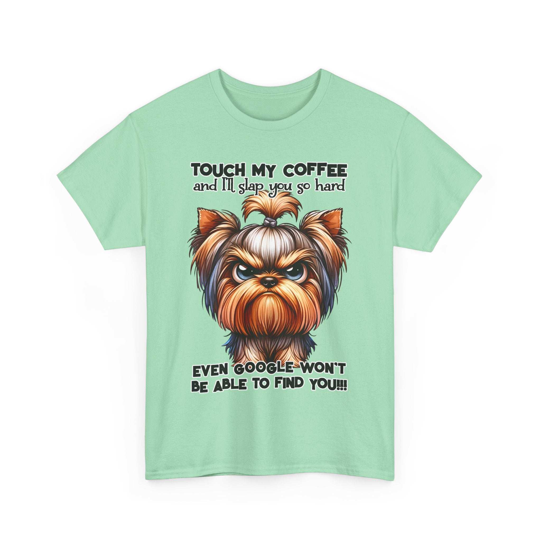 Funny Dog Graphic T-Shirt with Coffee Humor