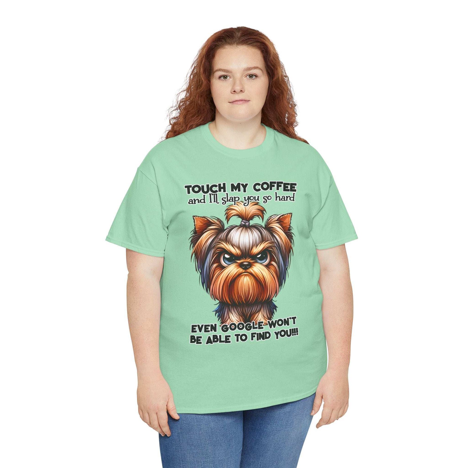 Funny Dog Graphic T-Shirt with Coffee Humor