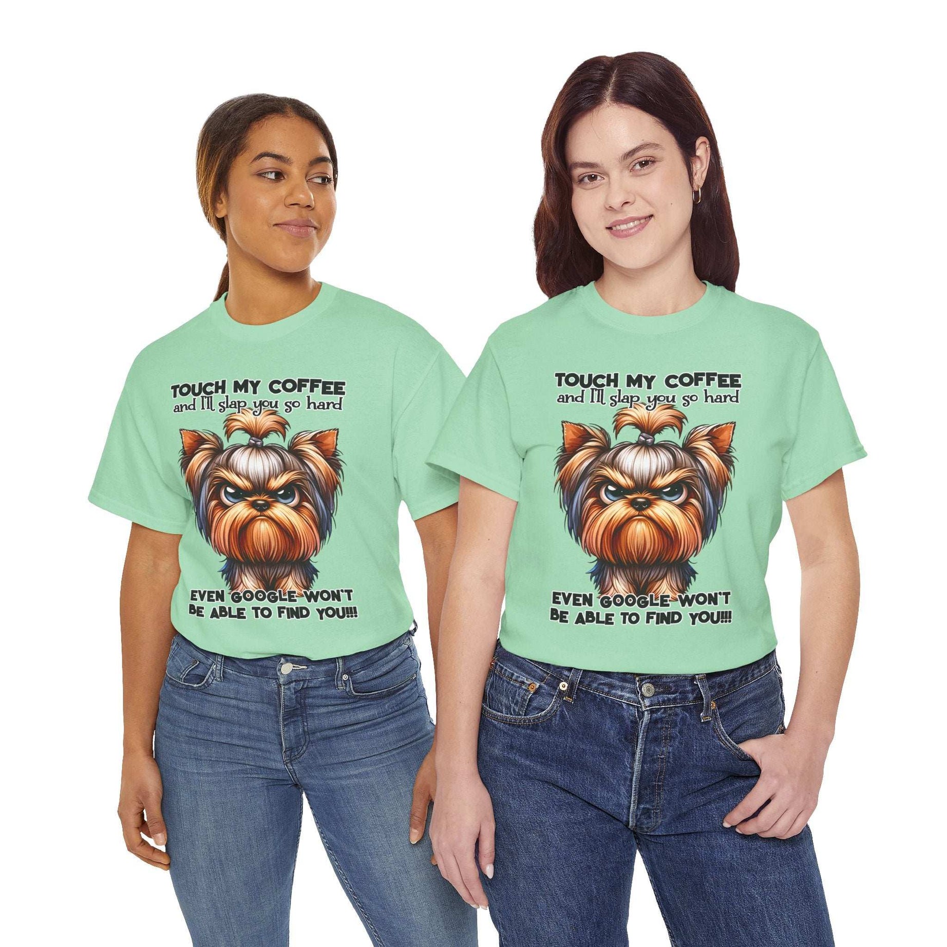 Funny Dog Graphic T-Shirt with Coffee Humor