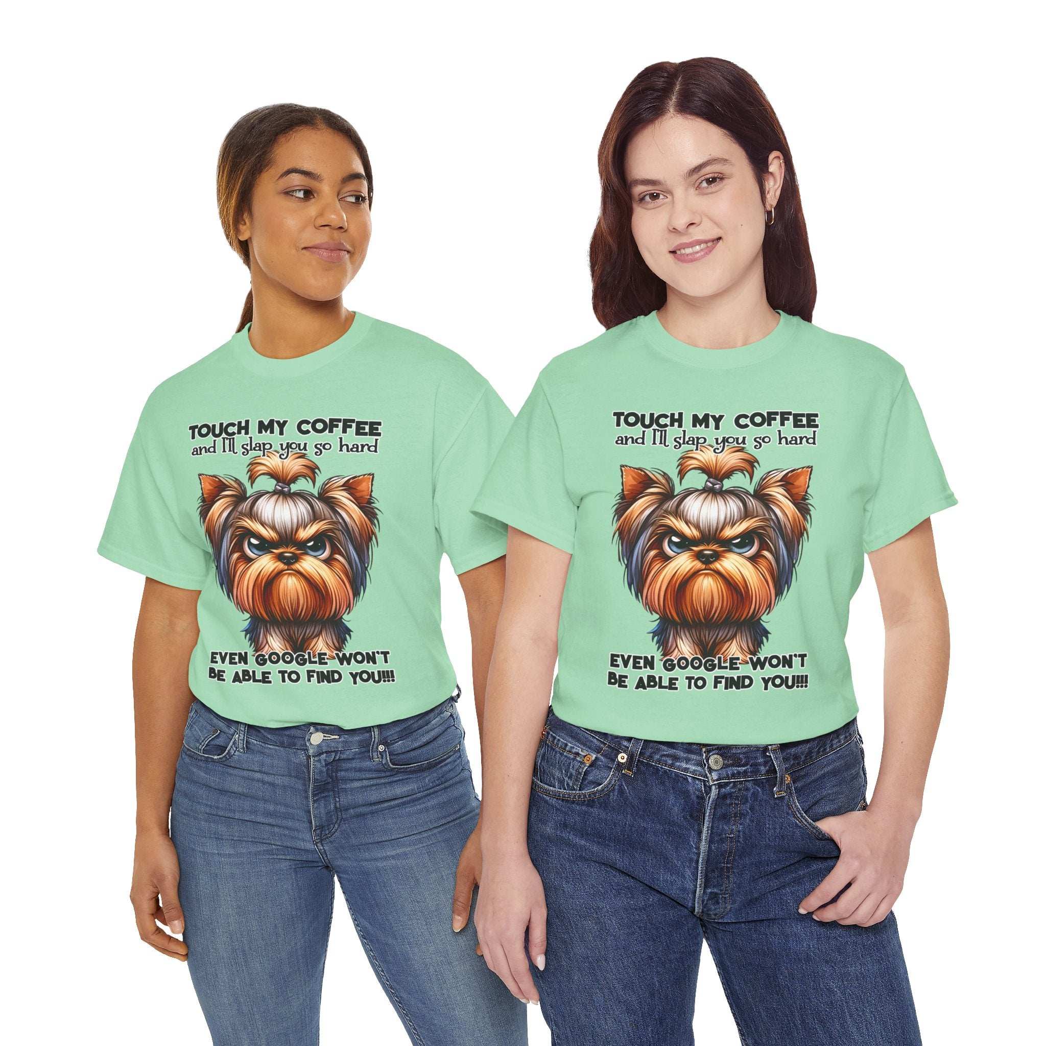 Funny Dog Graphic T-Shirt with Coffee Humor