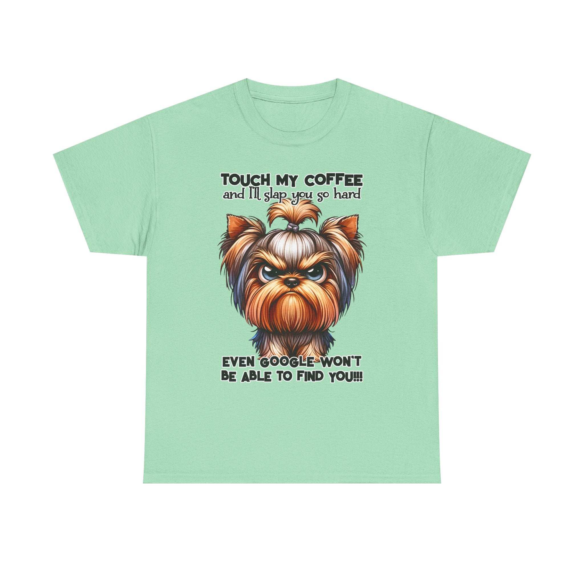 Funny Dog Graphic T-Shirt with Coffee Humor