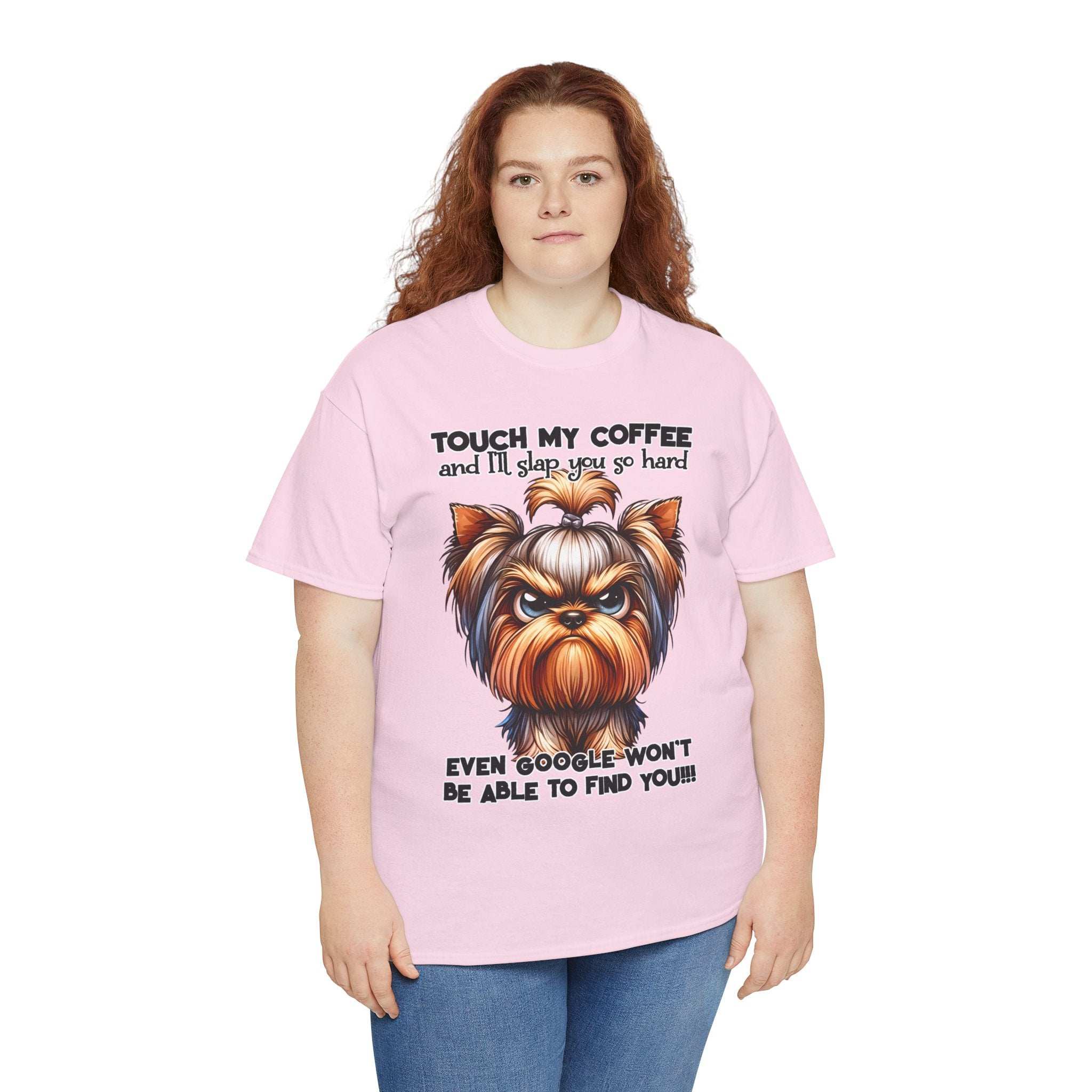 Funny Dog Graphic T-Shirt with Coffee Humor