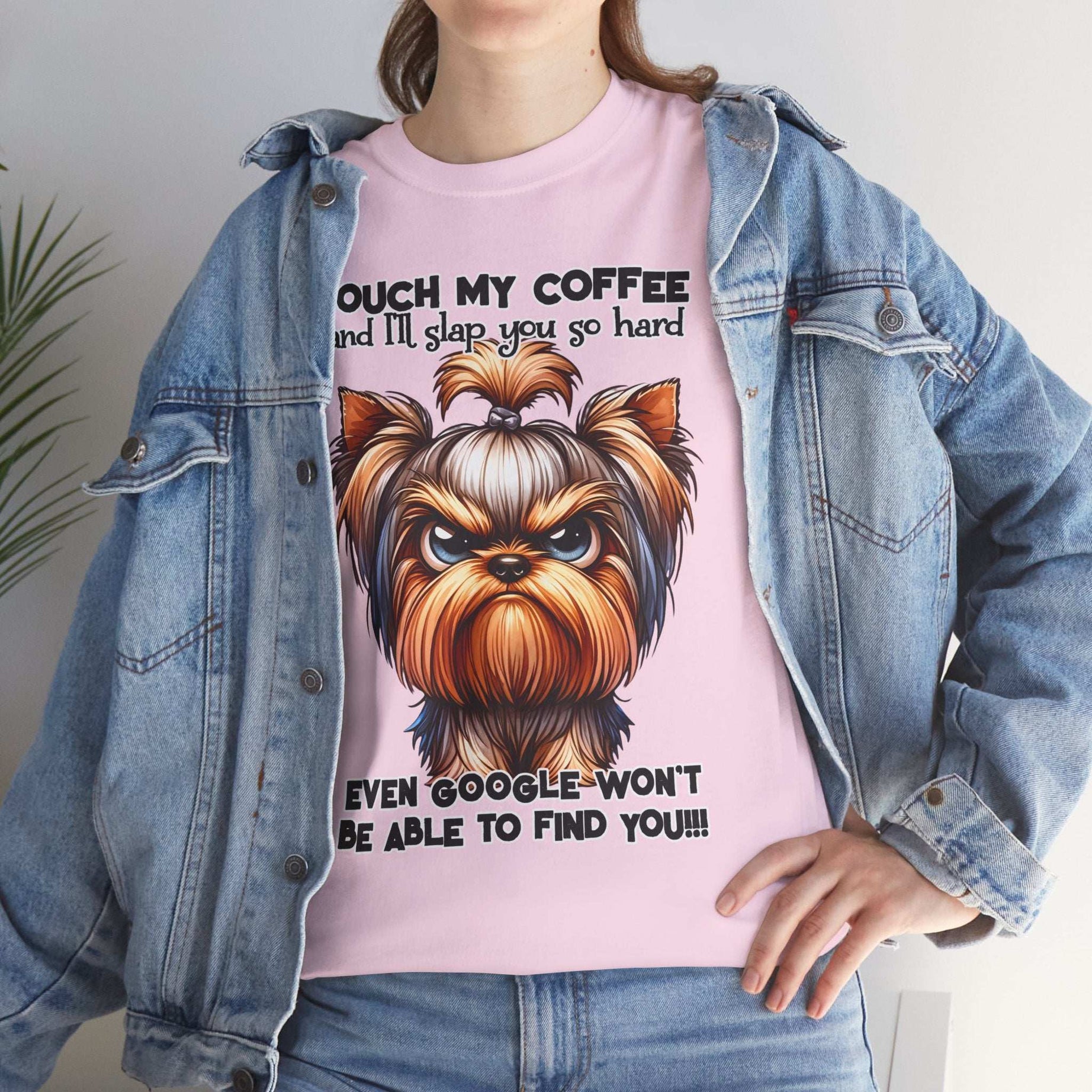 Funny Dog Graphic T-Shirt with Coffee Humor
