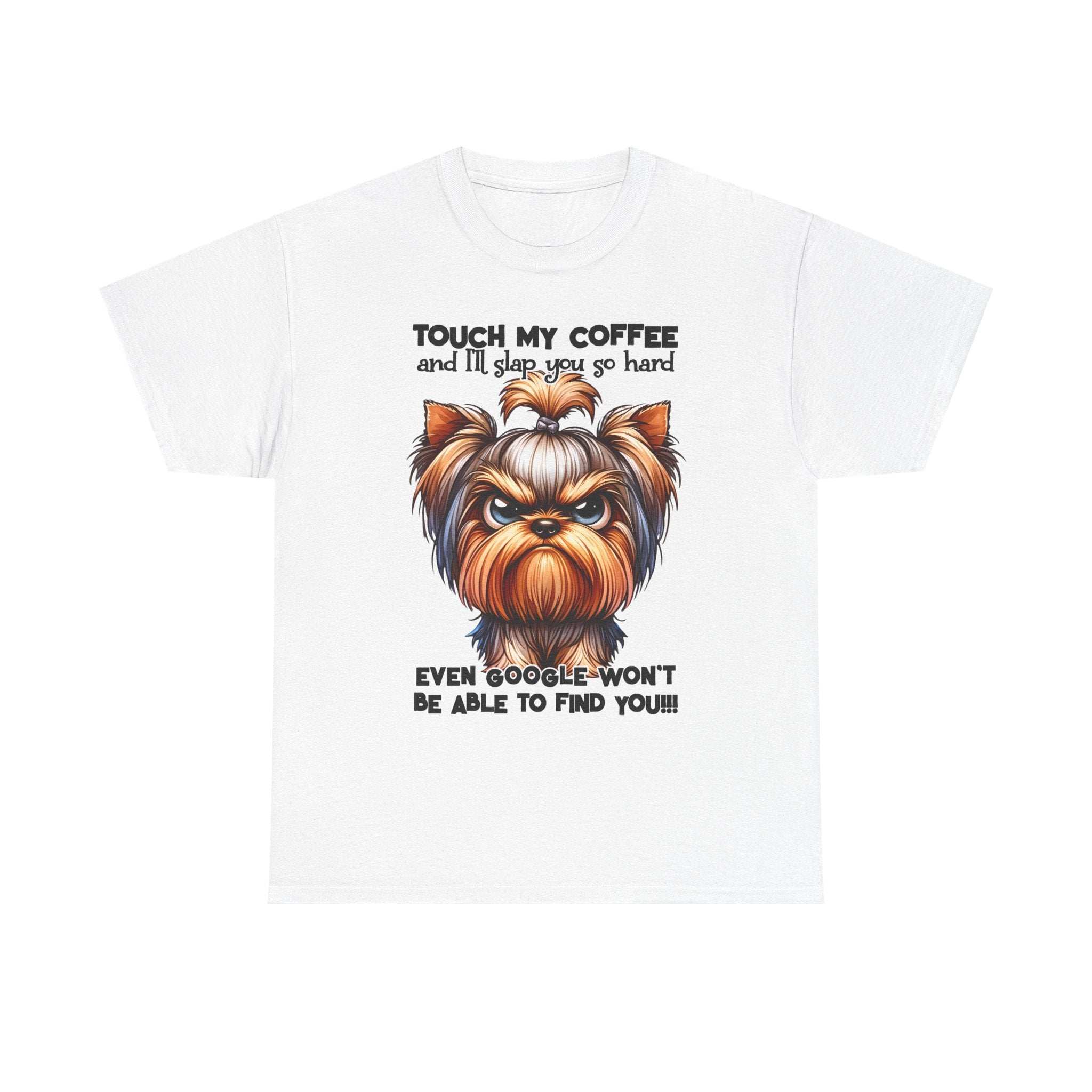 Funny Dog Graphic T-Shirt with Coffee Humor