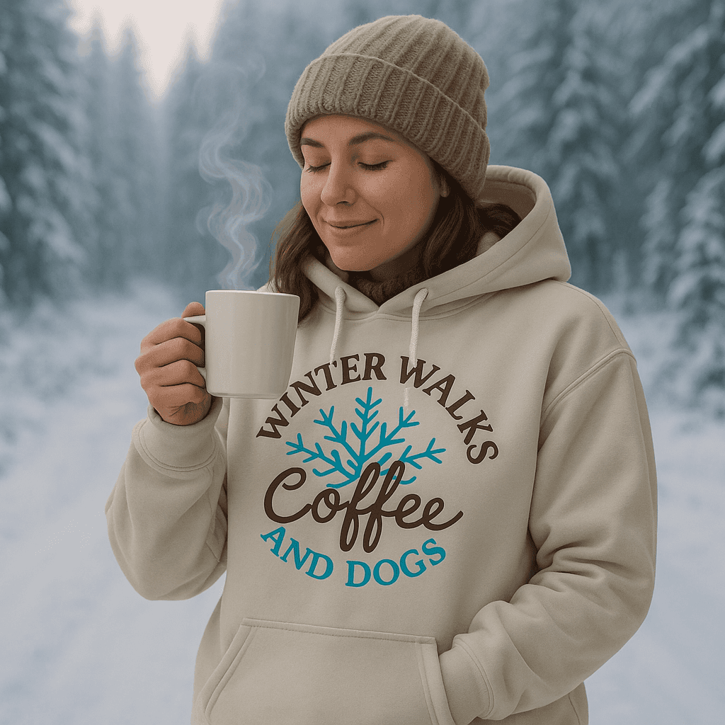 Winter Walk Coffee Hoodie Sweatshirt - Cozy Coffee Lover