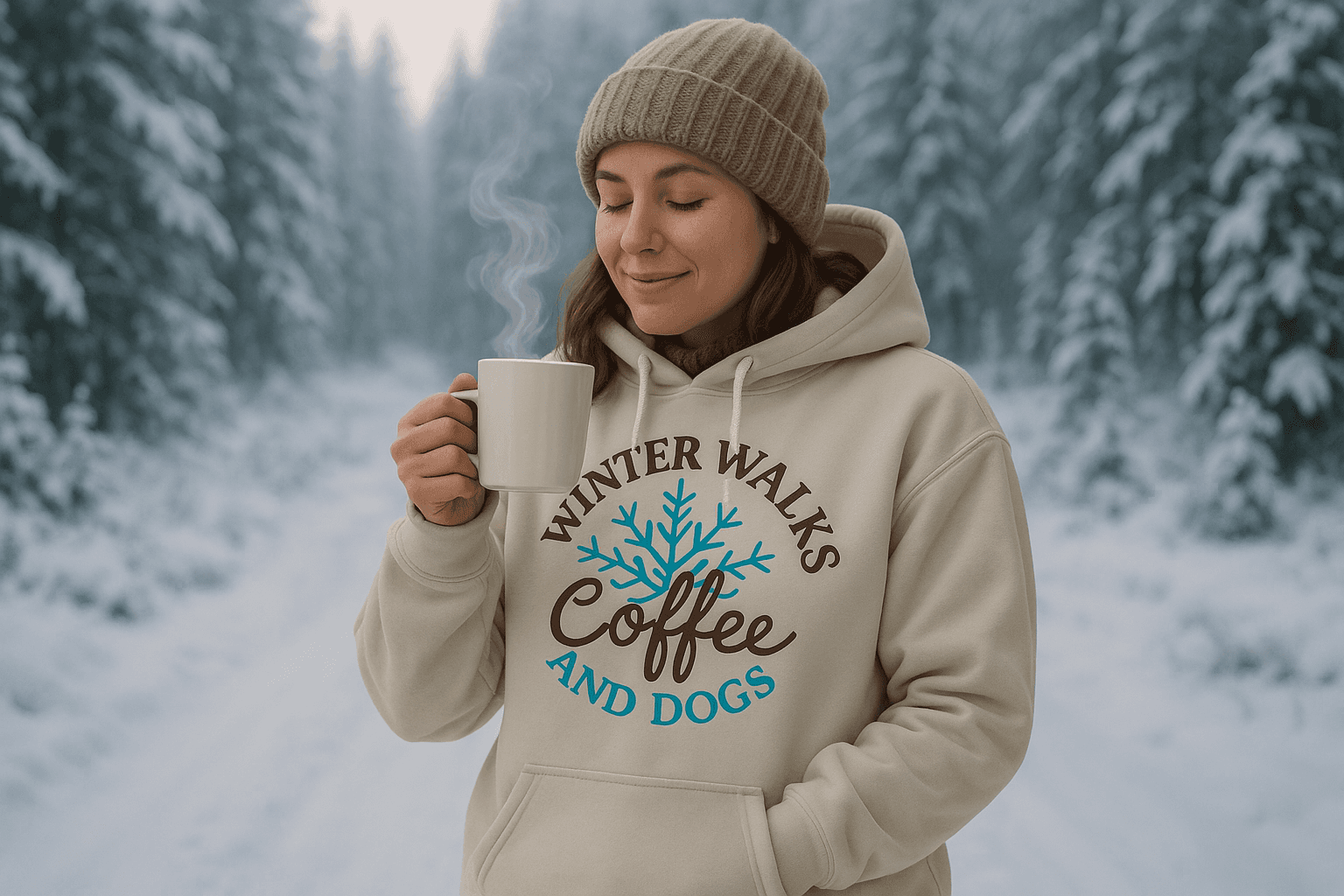 Winter Walk Coffee Hoodie Sweatshirt - Cozy Coffee Lover