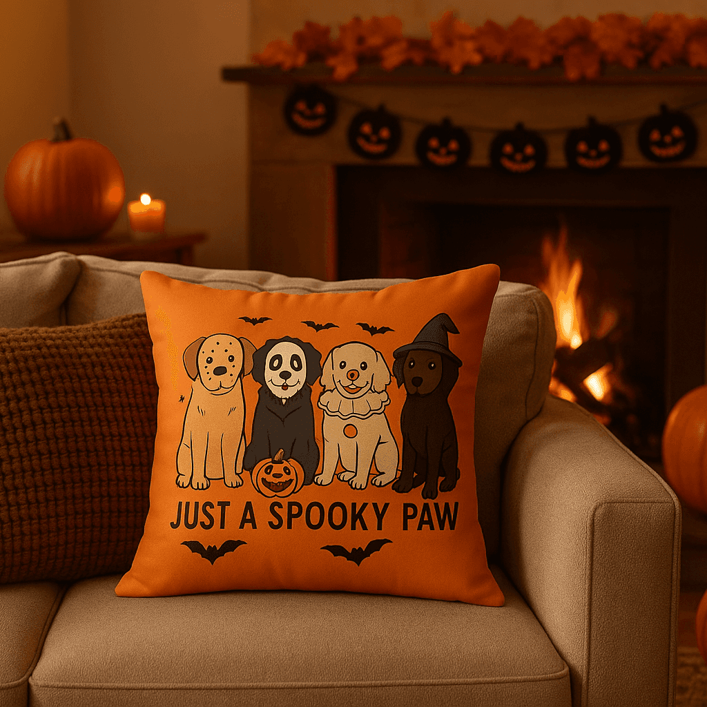 Halloween Dog Pillow - Just A Spooky Paw Pet Decor Cushion