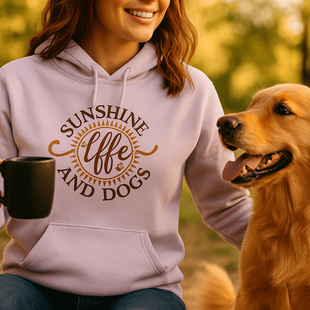 Sun Coffee Dog Hoodie Sweatshirt - Dog Lover Coffee Culture