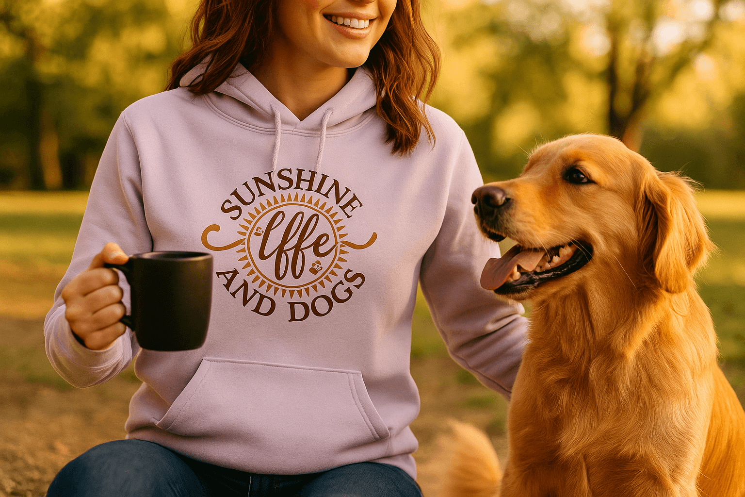Sun Coffee Dog Hoodie Sweatshirt - Dog Lover Coffee Culture
