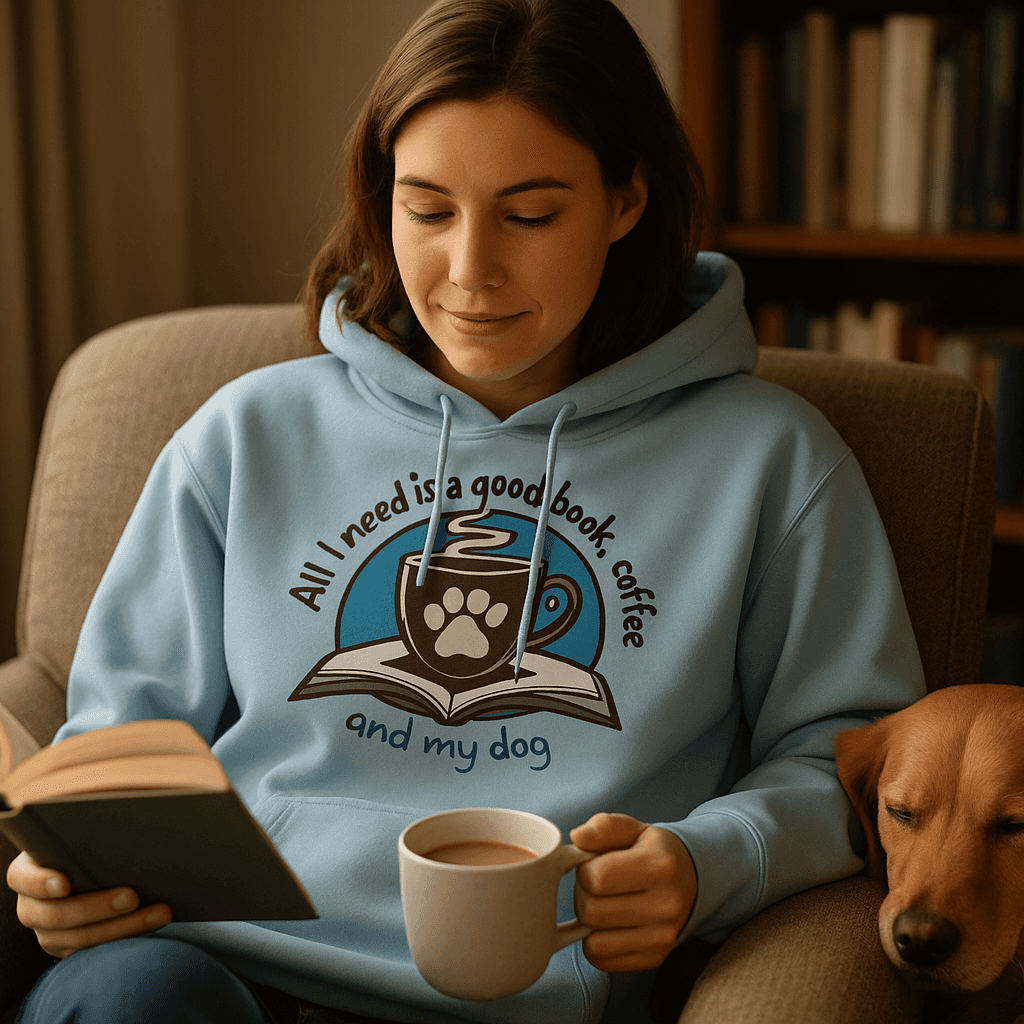 Book Coffee Dog Hoodie Sweatshirt - Bookworm Pet Parent