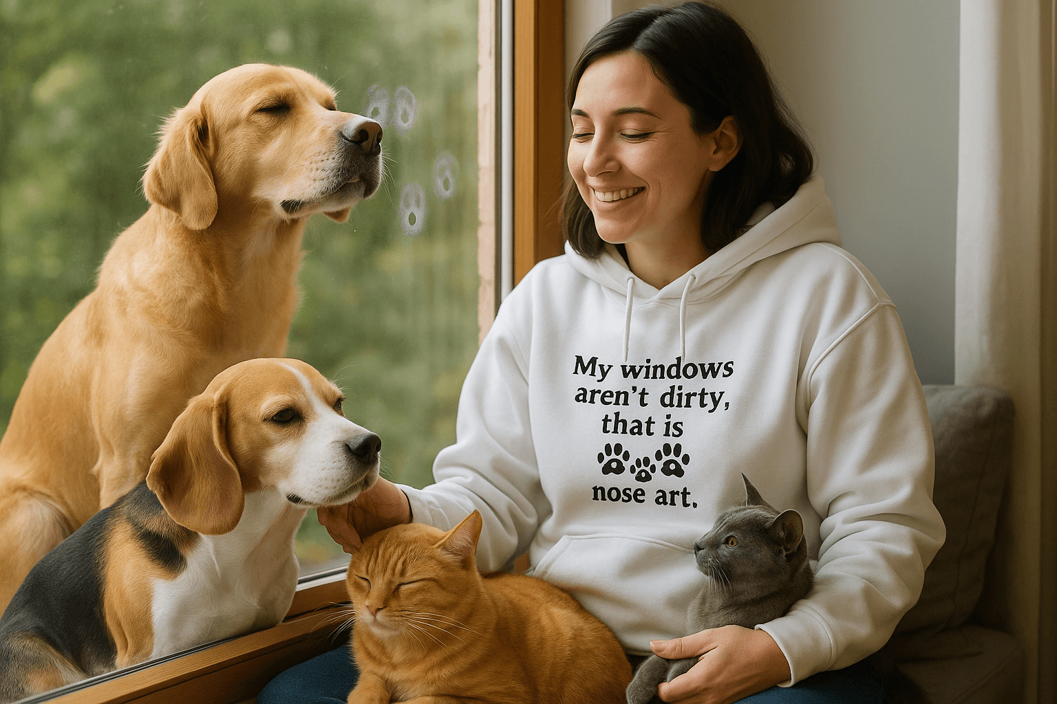 Window Nose Art Hoodie Sweatshirt - Pet Parent Comfort